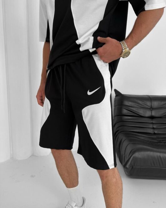 Pamuklu iki iplik oversize şortlu takım